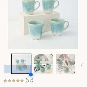Deco signature 4 Aqua Blue coffee cups. Non toxic